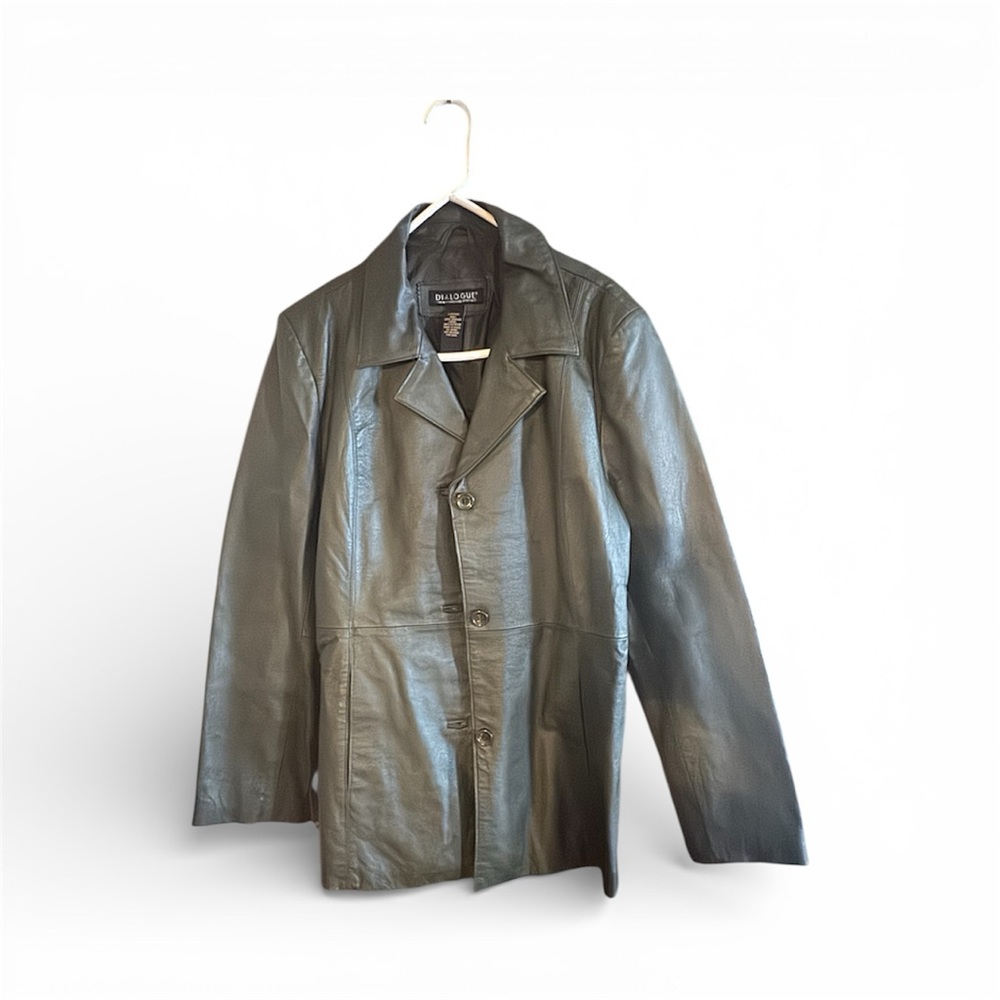 Dialogue Dark Leather Trench Coat